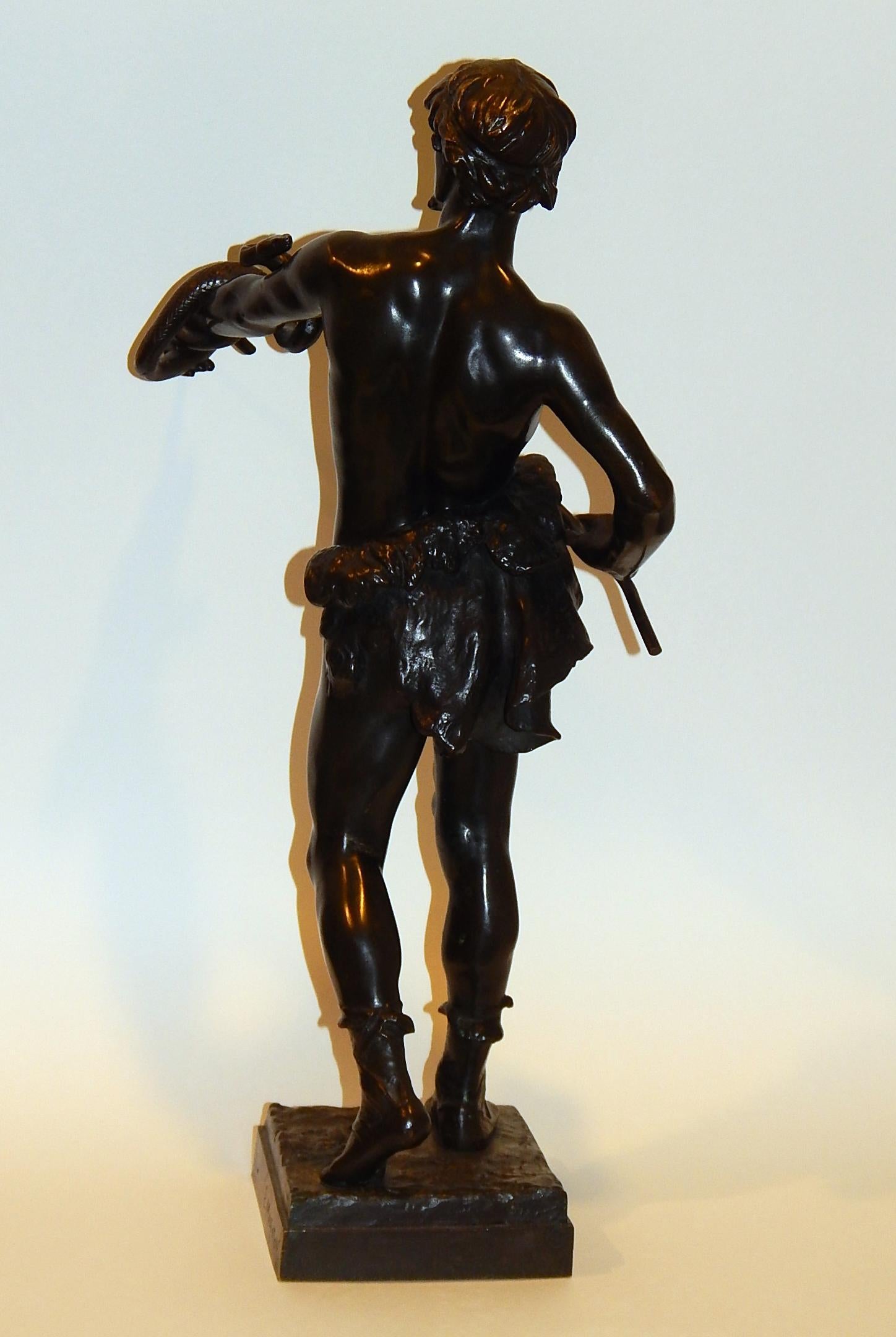 Eugene Marioton Französische Bronze, um 1890, „Fascinator“ Schlangenanhänger im Angebot 7