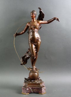 "Phoebe" Grande sculpture en bronze patiné d'époque Napoléon III