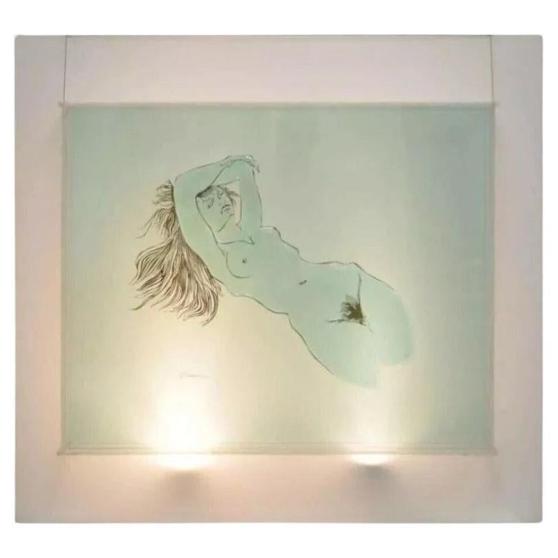 Eugene Massin Large Acrylic Lucite Nude Woman Wall Art Light Box Sculpture 45x51