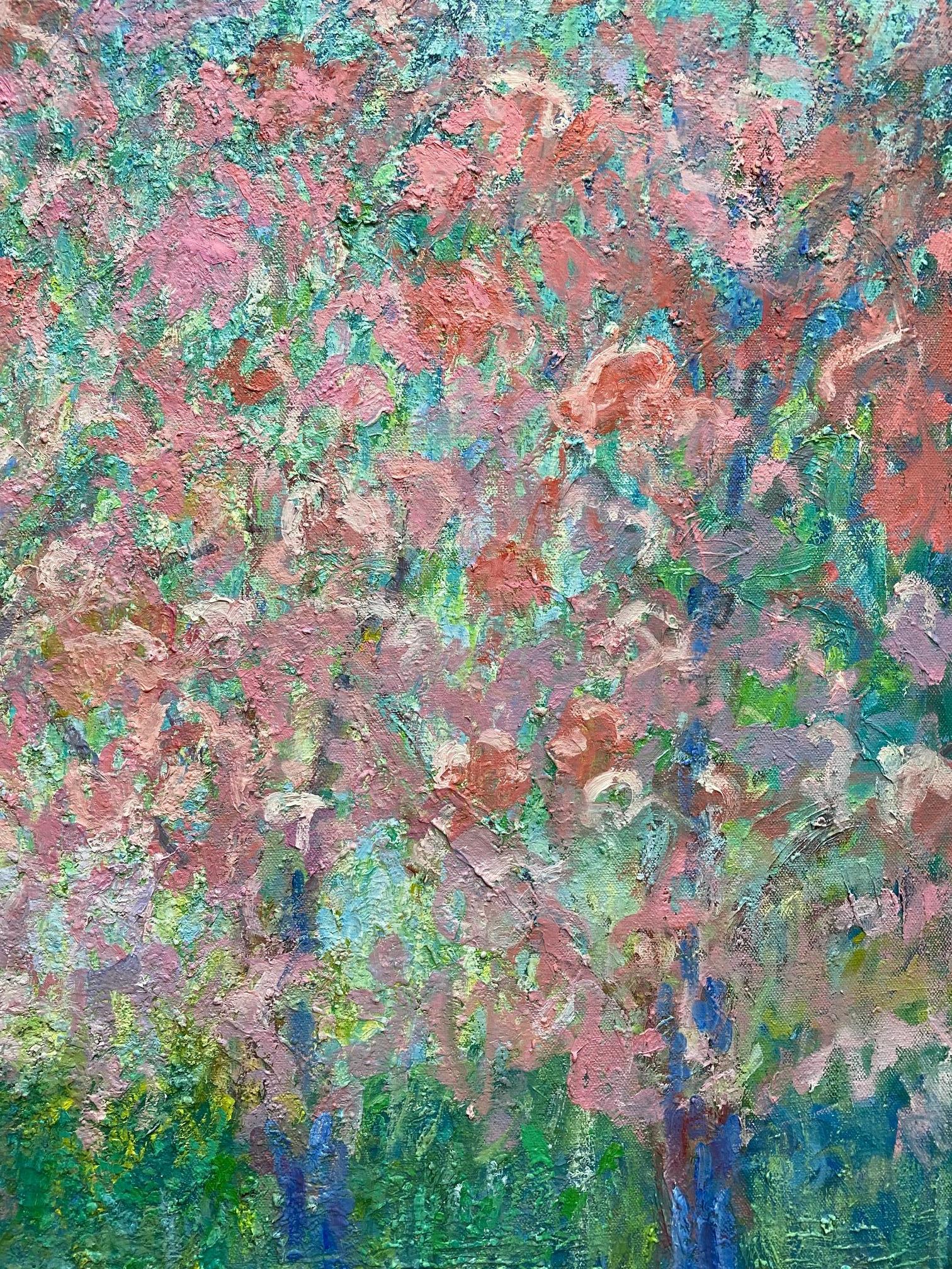 Blossoms de cerisier, paysage floral impressionniste original 24x30 en vente 3