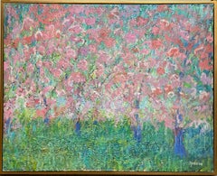 Blossoms de cerisier, paysage floral impressionniste original 24x30