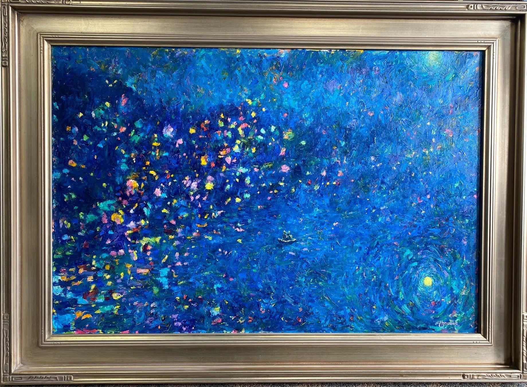 Dazzling in the Night, original 24x36 abstract expressionist landscape