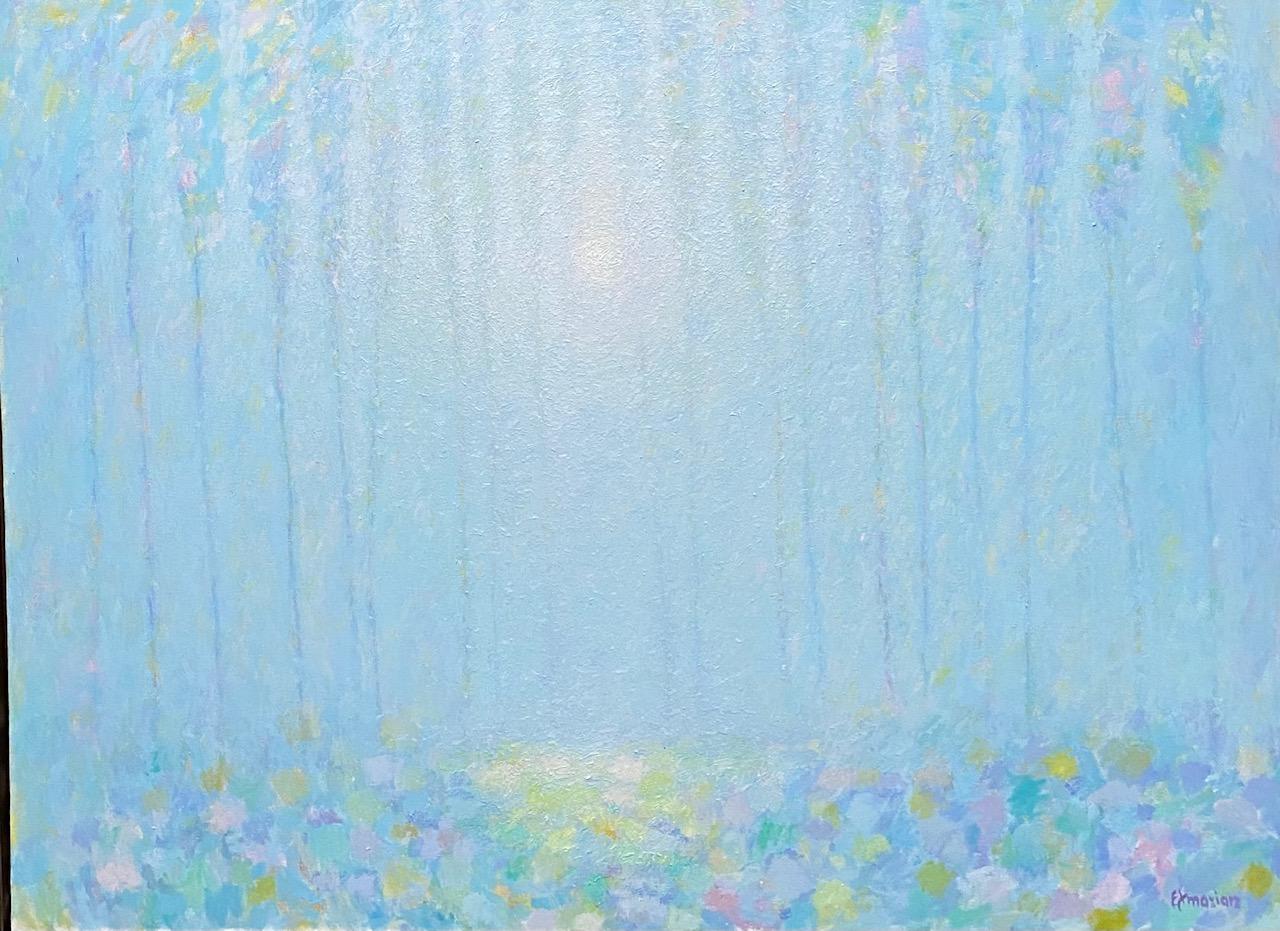 Delizie, paesaggio astratto espressionista contemporaneo originale 30x40 - Painting di Eugene Maziarz