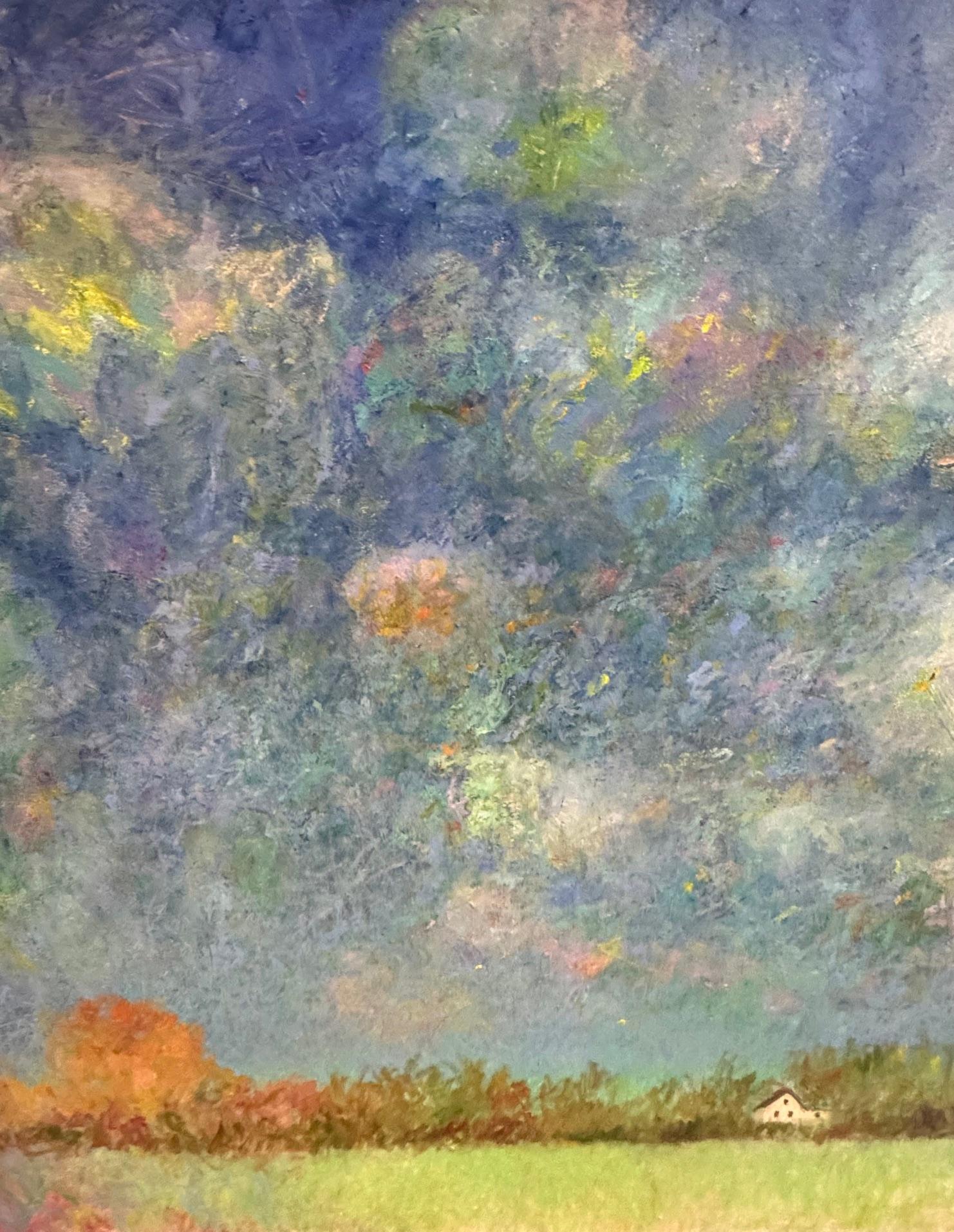 Maravilla etérea, paisaje expresionista abstracto contemporáneo original de 30x40 - Landscape Painting Azul de Eugene Maziarz