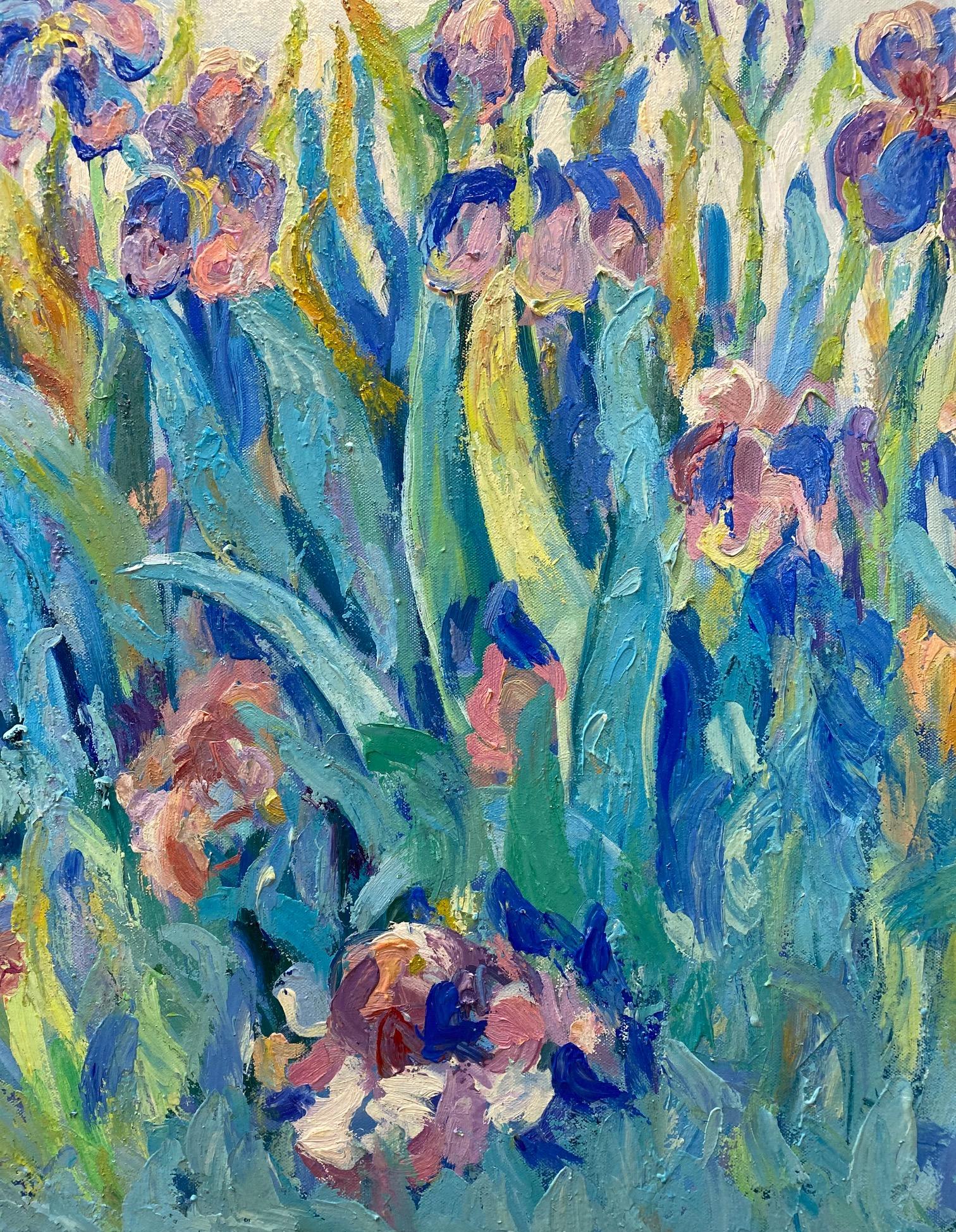 Floral Reflections I, original 40 x 38 French impressionist floral landscape For Sale 2
