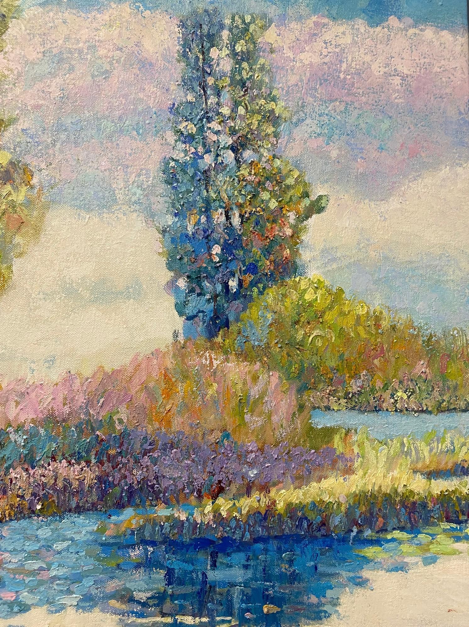Reflejos florales II, original de 40 x 38 Paisaje floral impresionista francés 5
