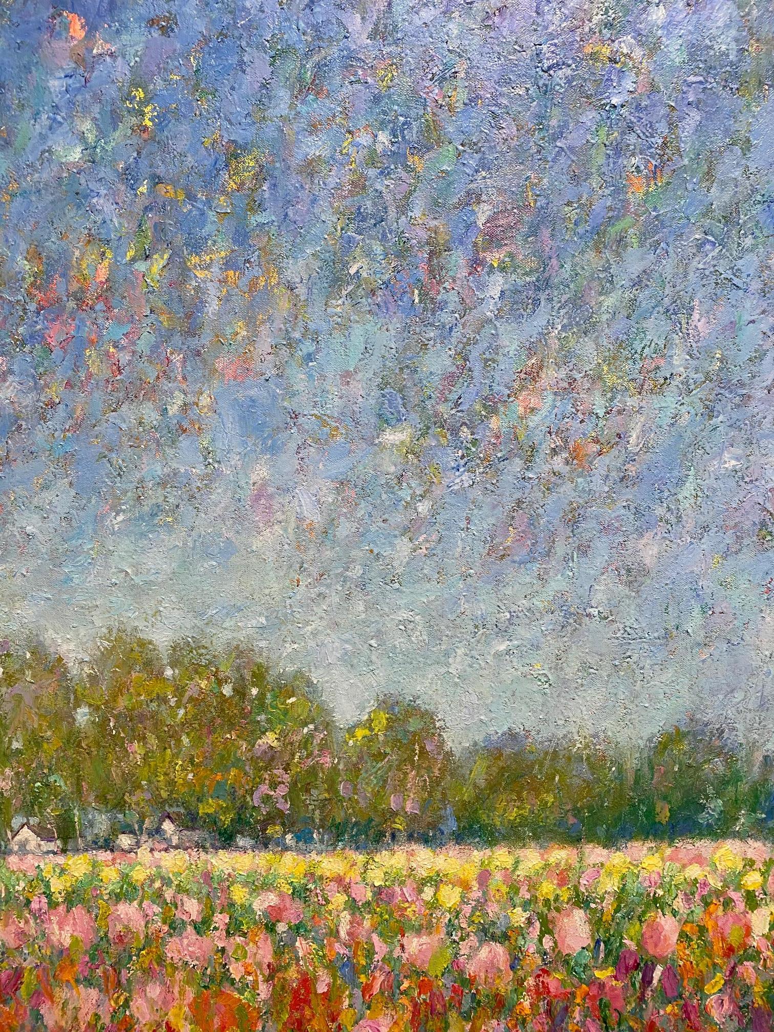 Reflejos en el cielo, paisaje expresionista abstracto original de 30x40 en venta 1