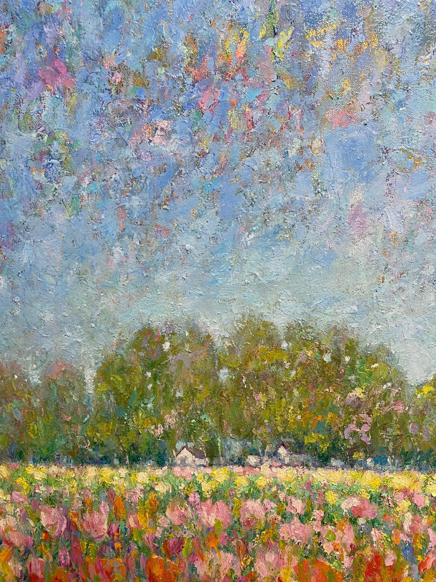 Reflejos en el cielo, paisaje expresionista abstracto original de 30x40 en venta 3