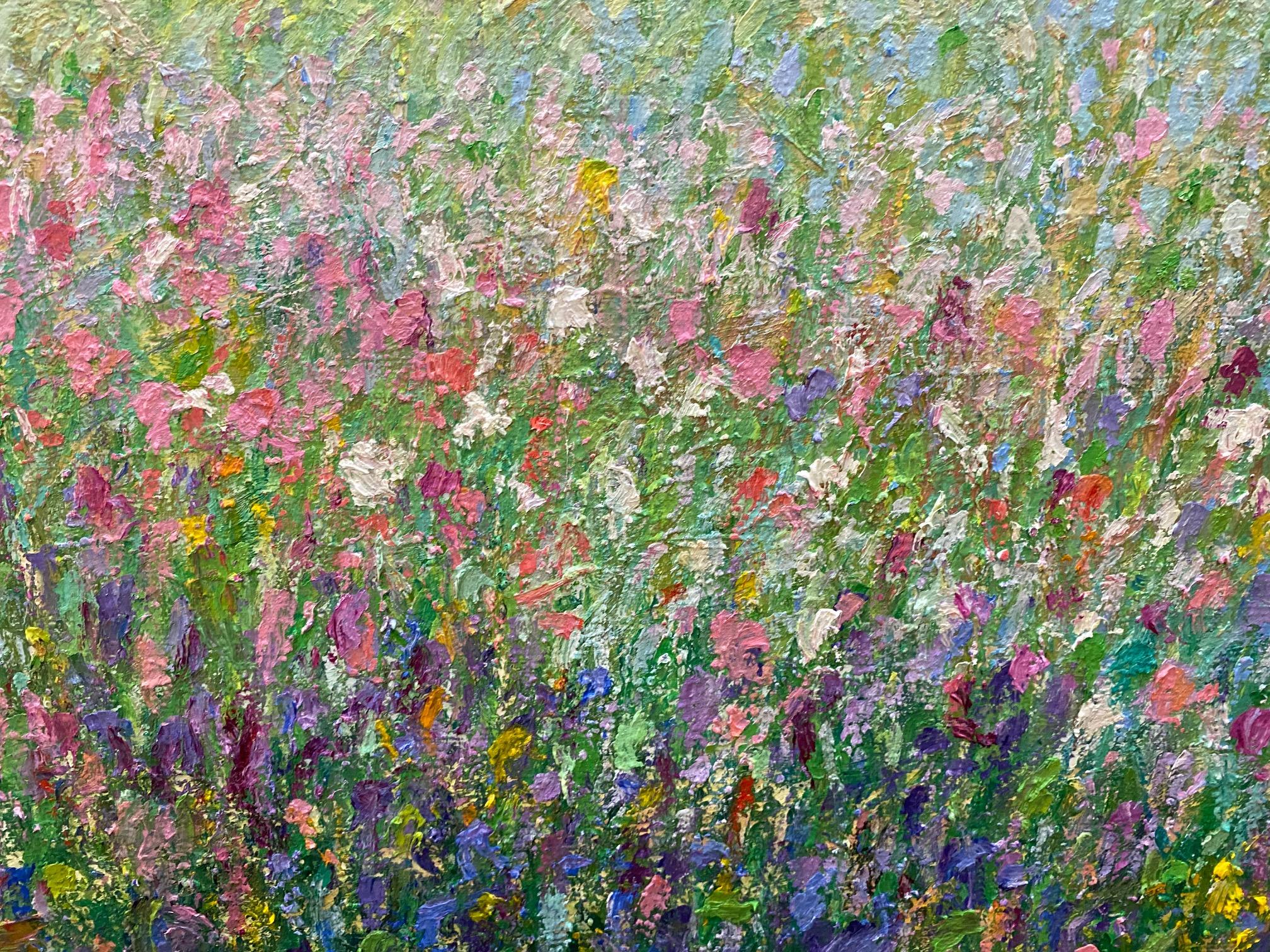 Spring Flowers, original 24x30 impressionist floral landscape - Impressionist Painting by Eugene Maziarz