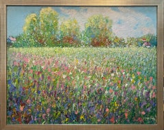 Spring Flowers, original 24x30 impressionist floral landscape