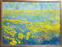 Sunburst in the Meadow, original 30x40 abstract expressionist landscape