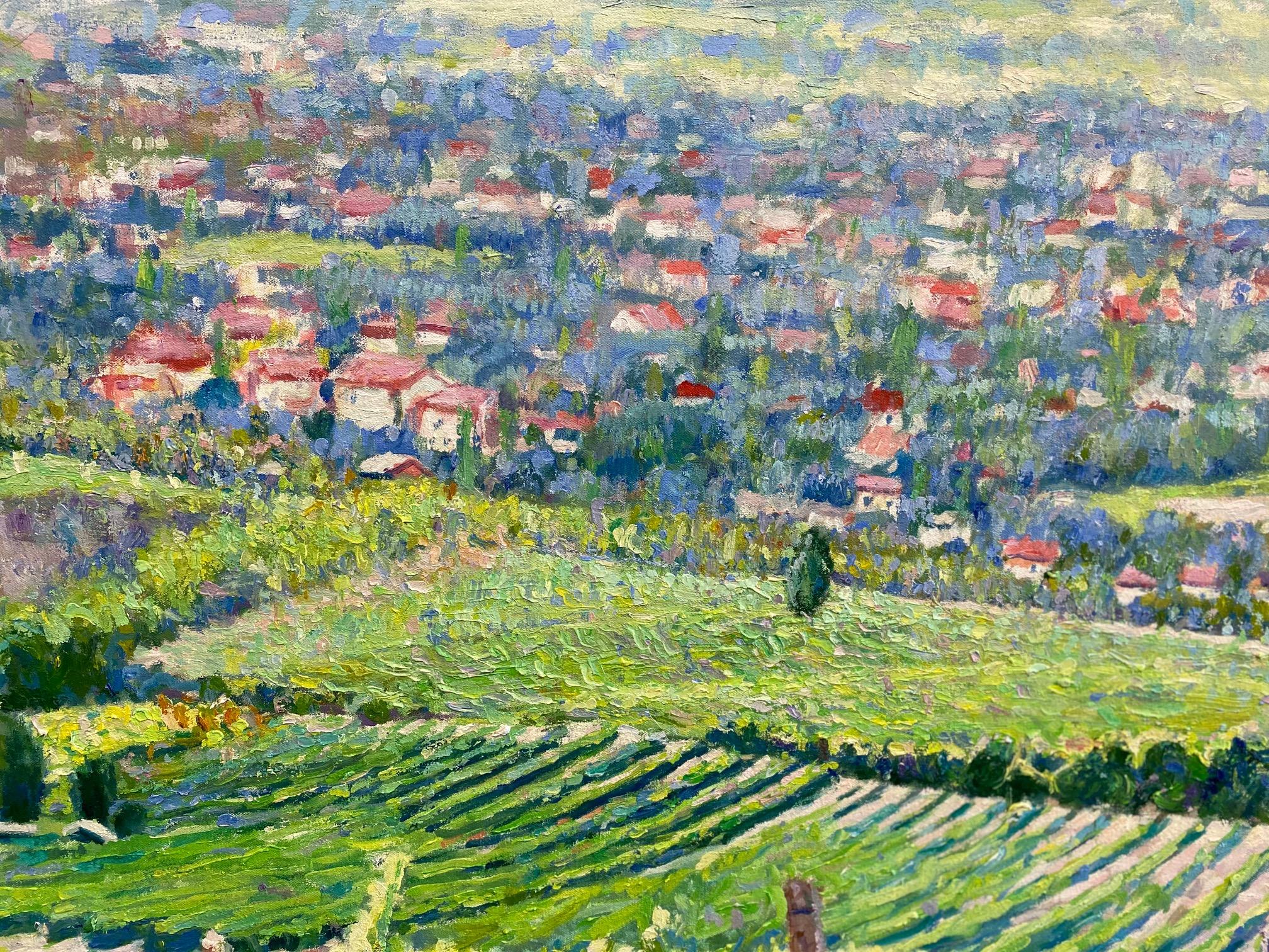Los viñedos de Sonoma, California 24x36 paisaje impresionista original en venta 1