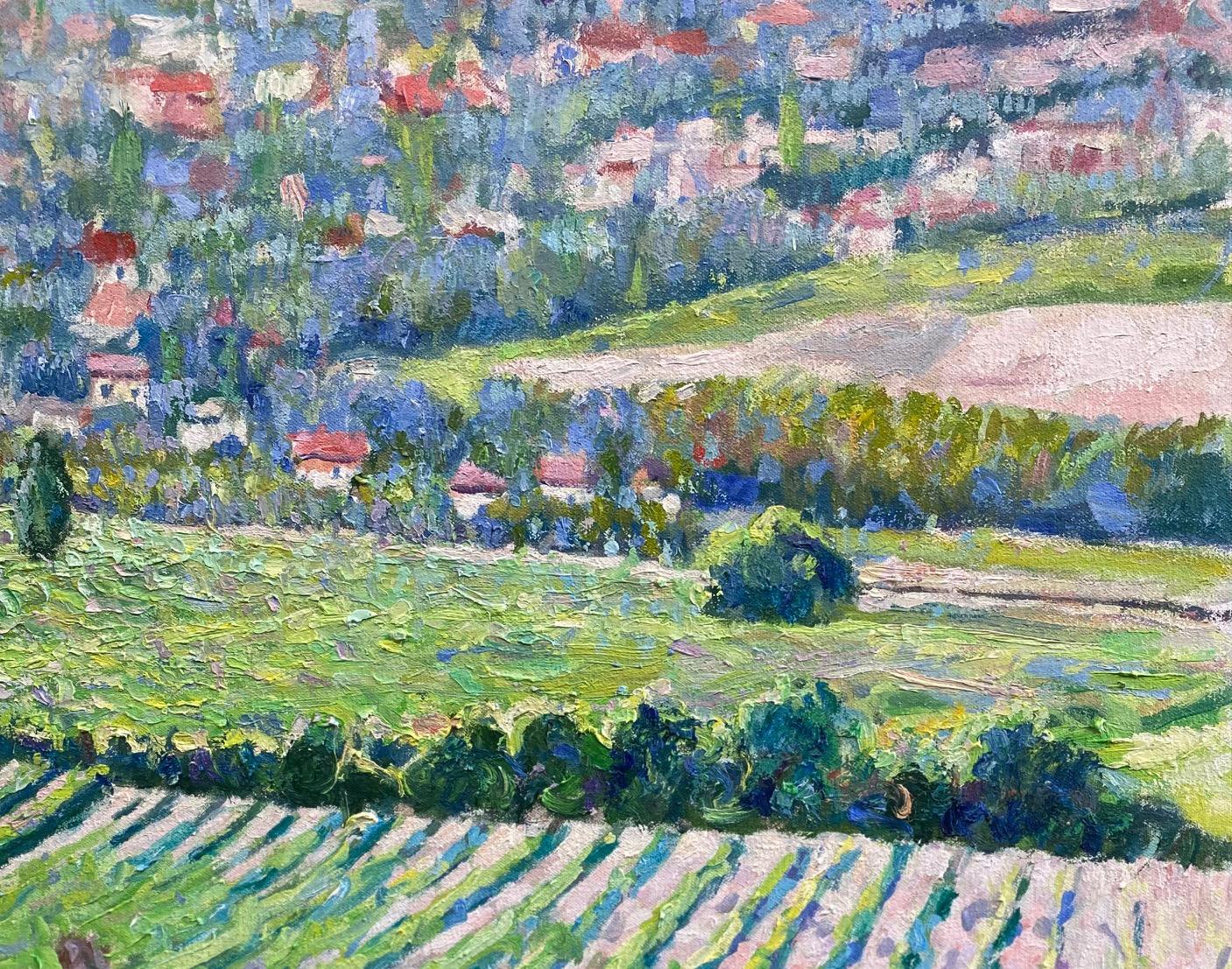 The Vineyards of Sonoma, California 24x36 original impressionist landscape - Gray Landscape Painting by Eugene Maziarz