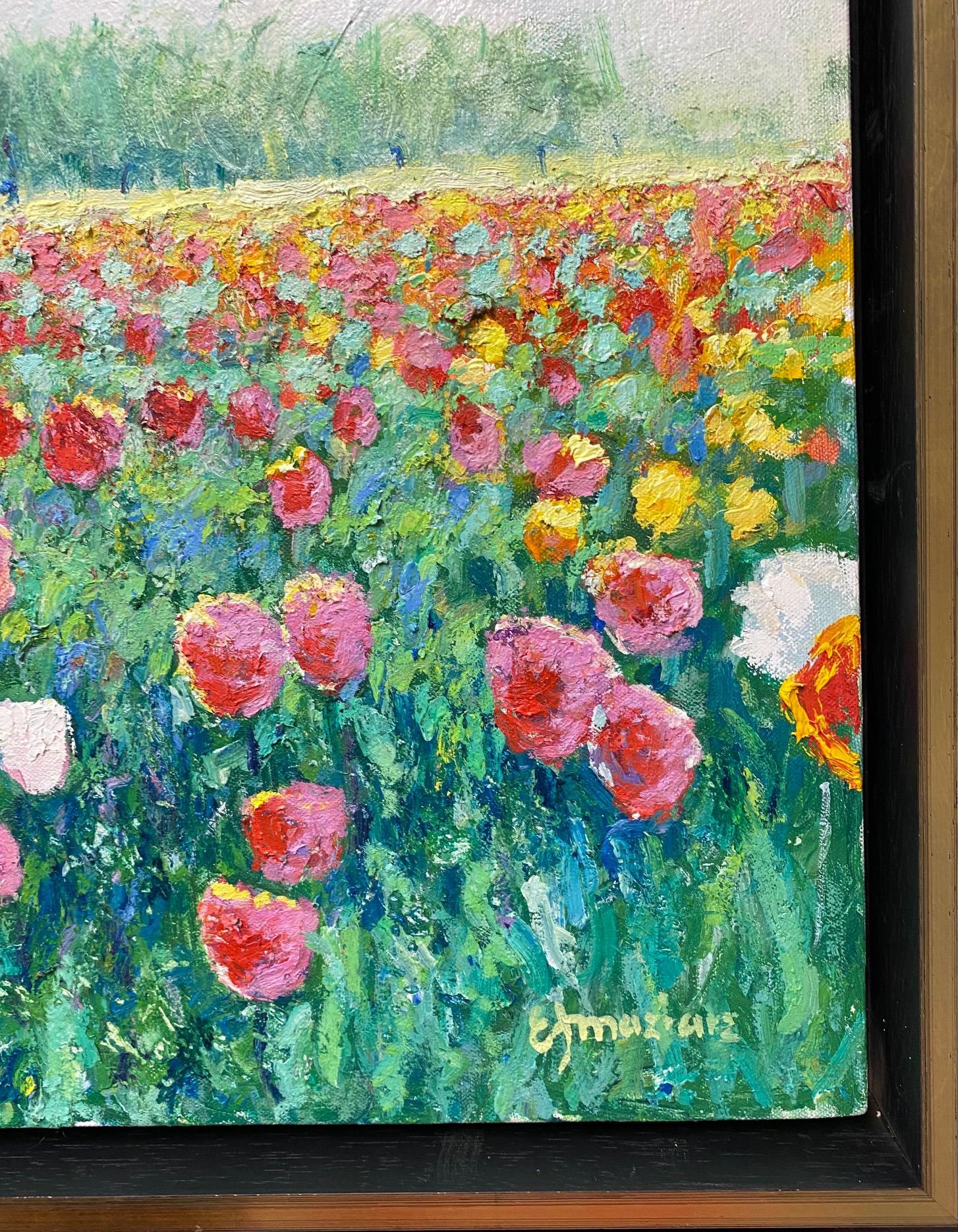 Peinture florale expressionniste contemporaine originale Tulips from Heaven, 40x30 en vente 2