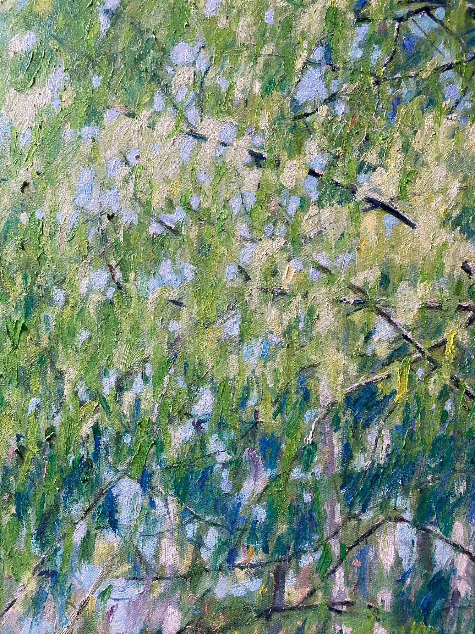 Sotto l'ombrello, paesaggio figurativo impressionista originale 40x30 - Painting Impressionismo di Eugene Maziarz