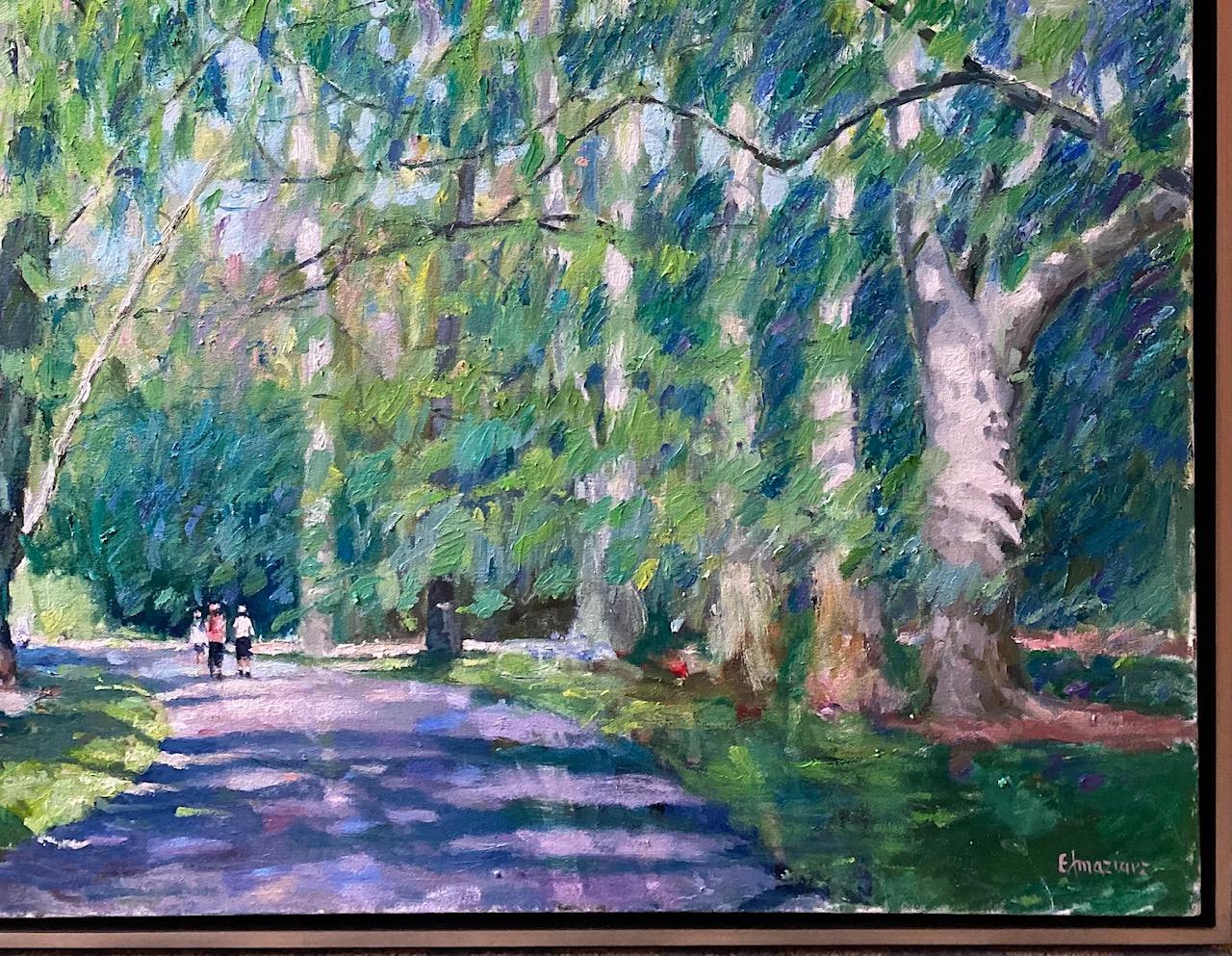Sotto l'ombrello, paesaggio figurativo impressionista originale 40x30 in vendita 2