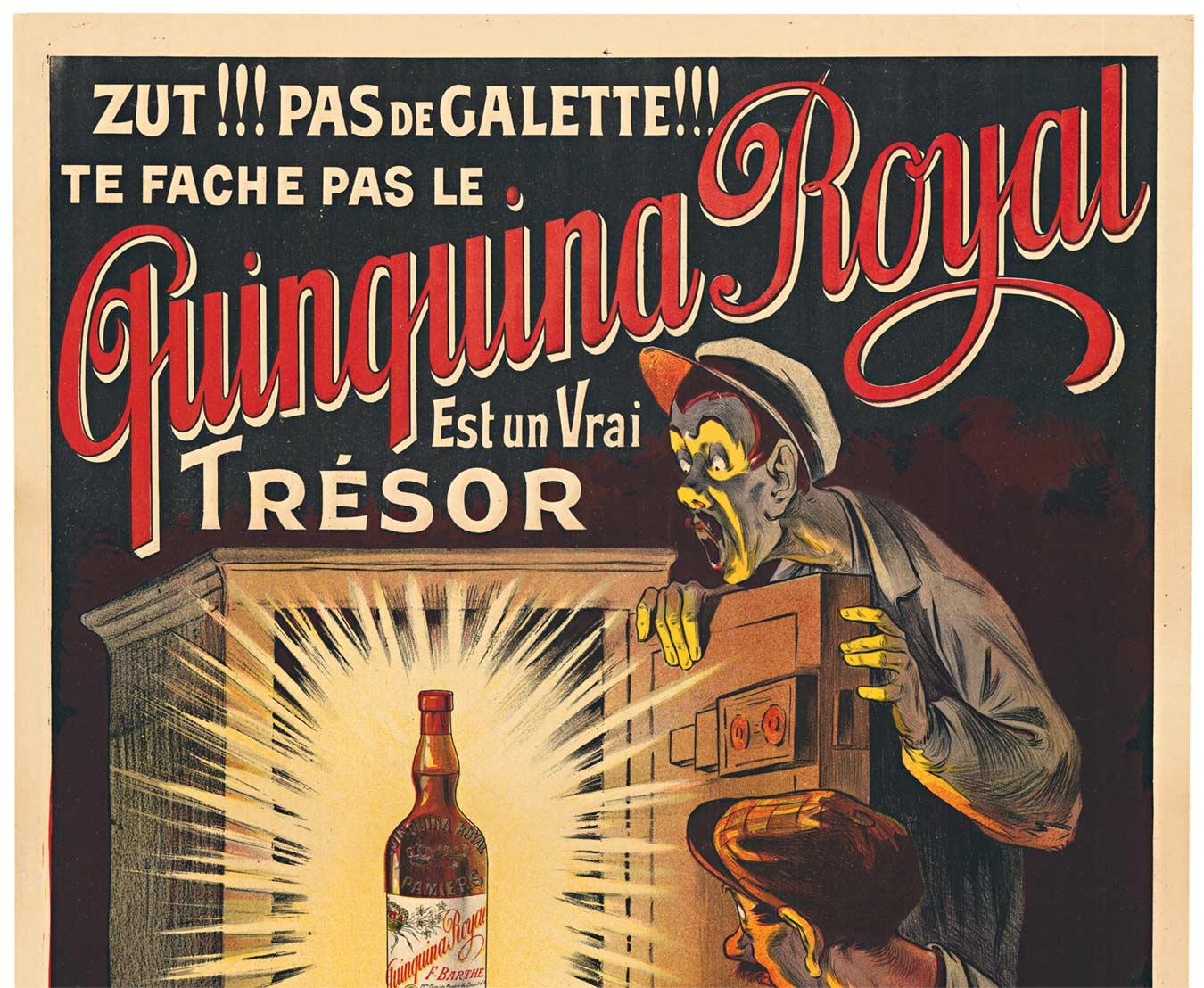 Original Quinquina Royal Est un vrai trésor vintage liquor poster  c.1902 – Print von Eugene Oge