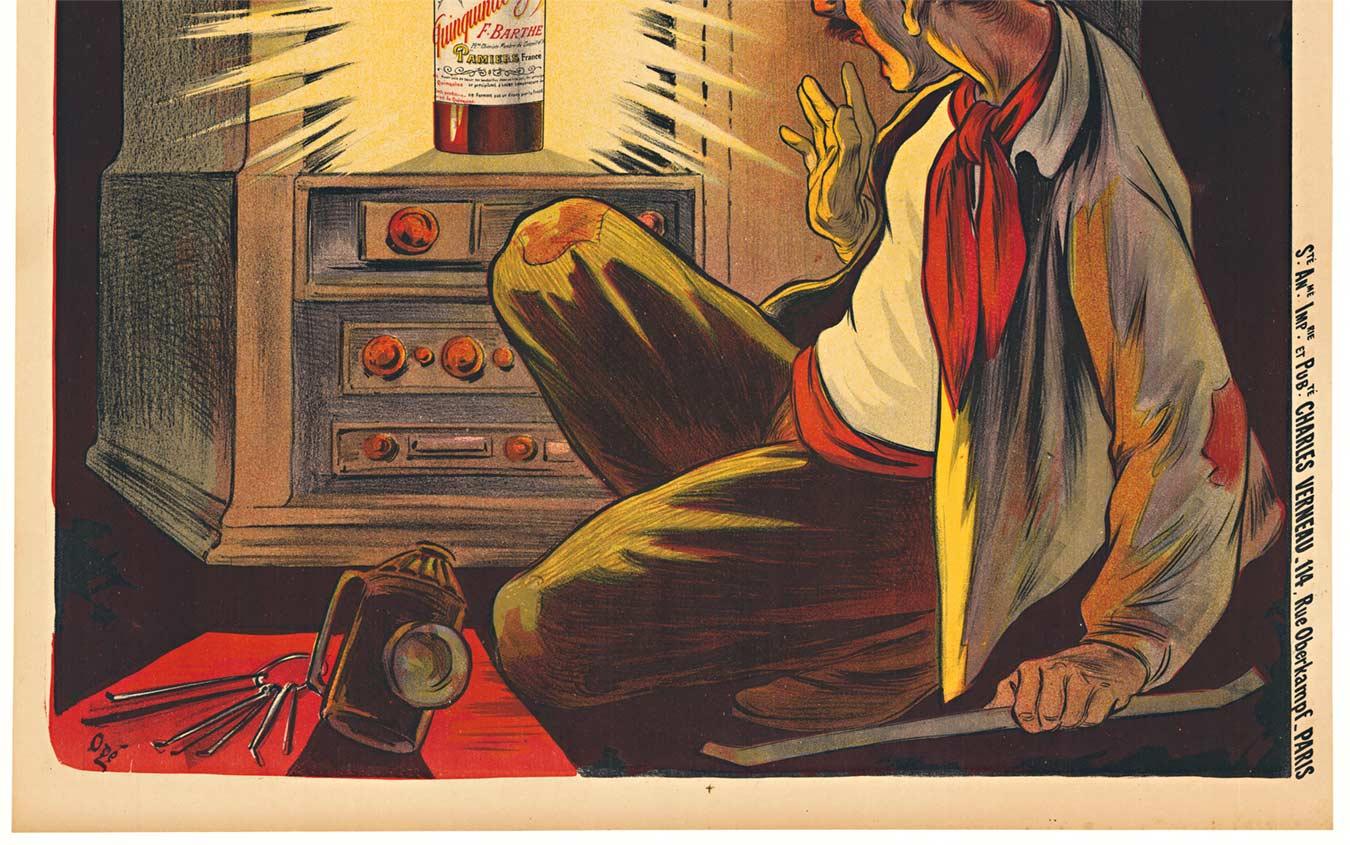 Original Quinquina Royal Est un vrai trésor vintage liquor poster  c.1902 - Art nouveau Print par Eugene Oge