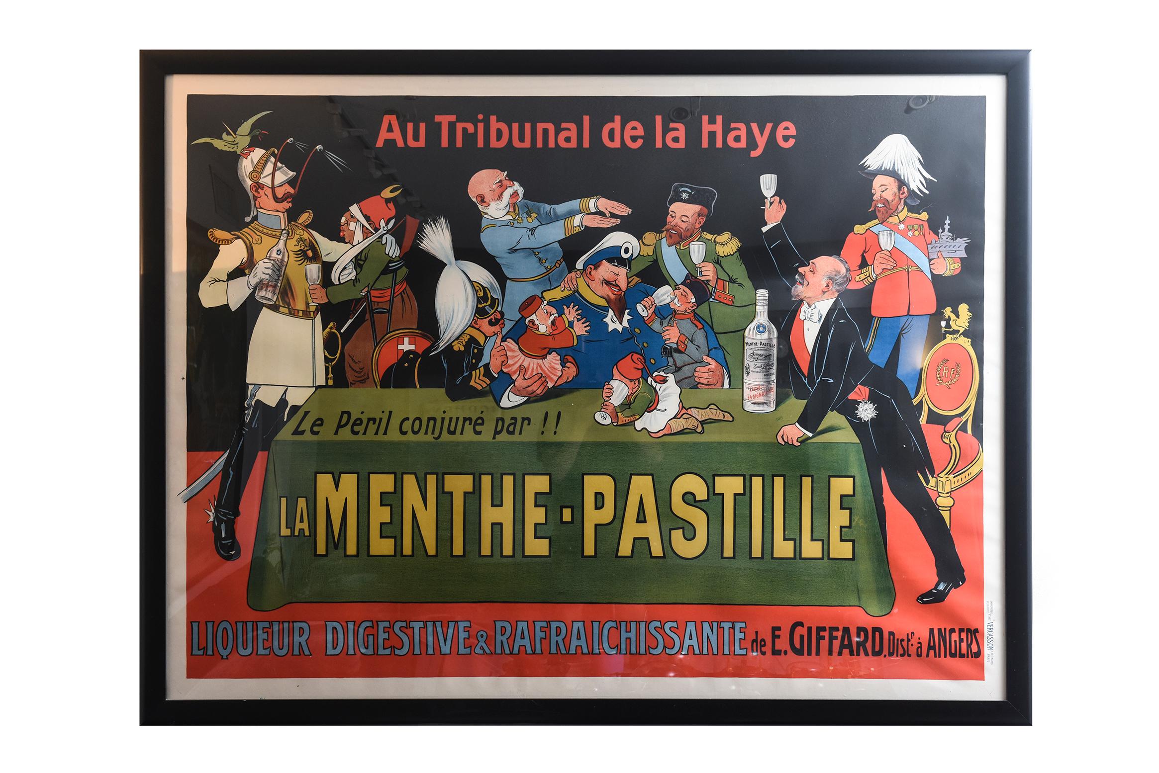 EUGENE OGE (French. 1861-1936)

This poster is an advertisement for the liquor brand for Giffard Distilleries in Angers, (Loire Valley) France. The mint flavored liquor, La Menthe- Pastille, was first produced in 1885 by pharmacist, Emile Giffard