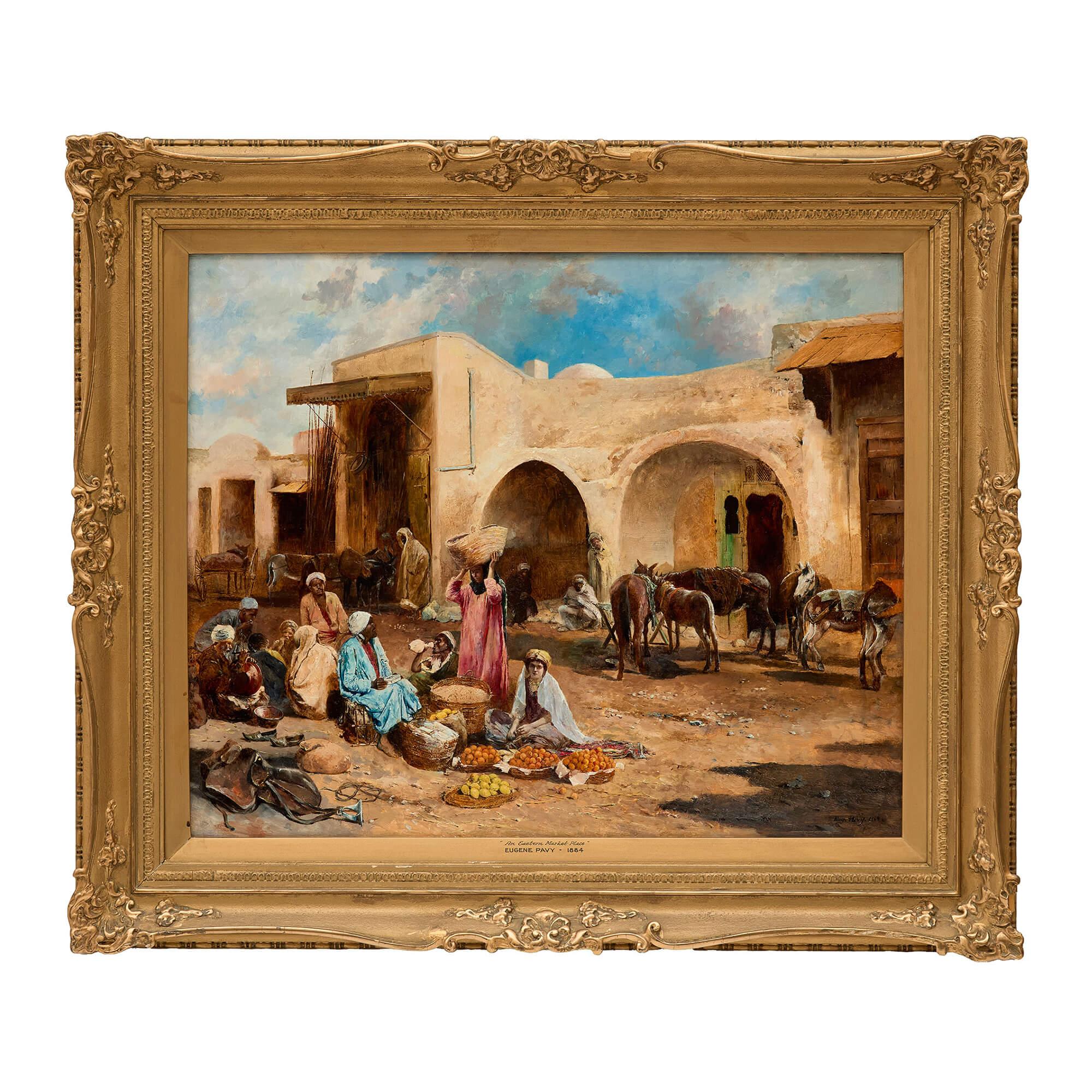 Antique French Orientalist Oil Painting by Pavy