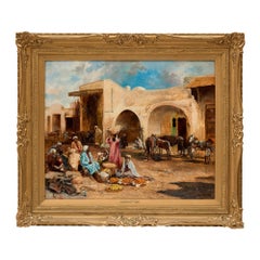 Antique French Orientalist Oil Painting by Pavy
