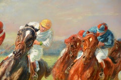Equestrian painting by Eugene Pechaubes, titled "The Horse Race"