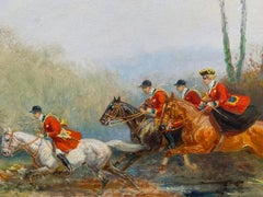 The Hunting with Hounds Oil On Canvas by Eugene Pechaubes circa 1935