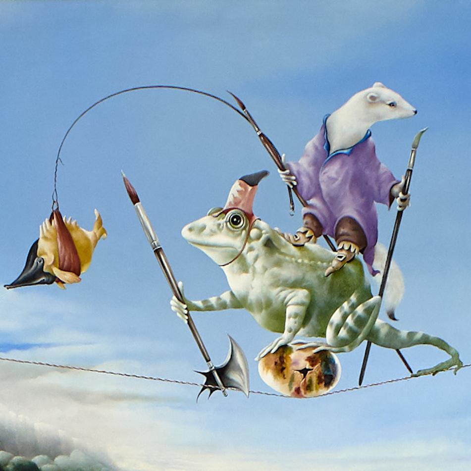 The guarding of the painting egg - Painting by Eugene Peters