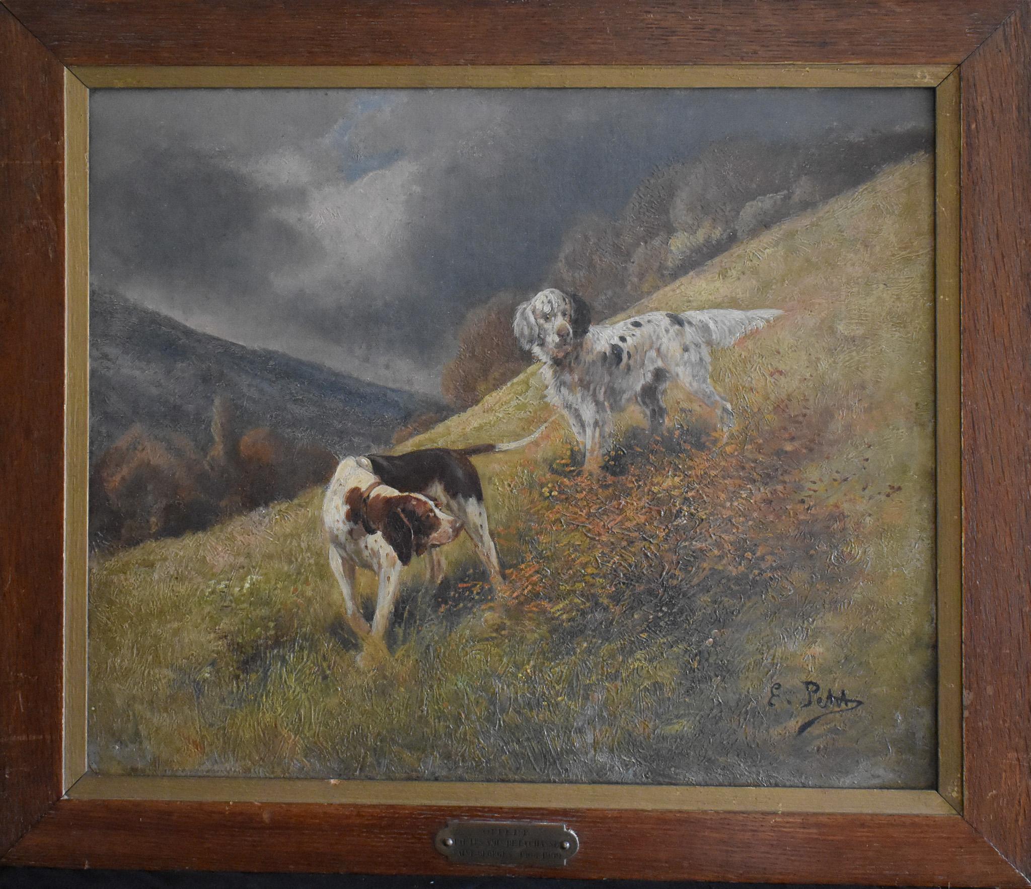 Animal Painting de Eugene Petit - Un pointer y un setter inglés al acecho
