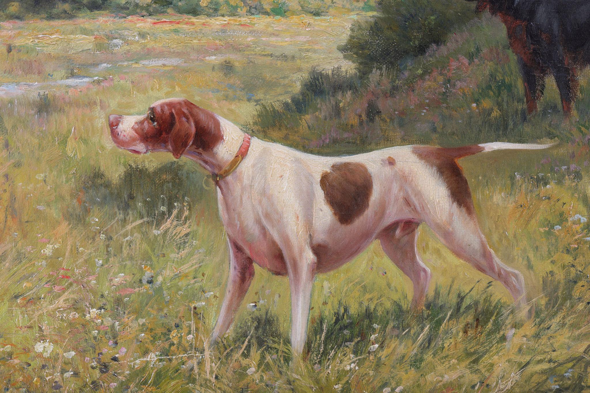 The Ones that Got Away - Zwei Vorstehhunde am Fluss (Schule von Barbizon), Painting, von Eugene Petit