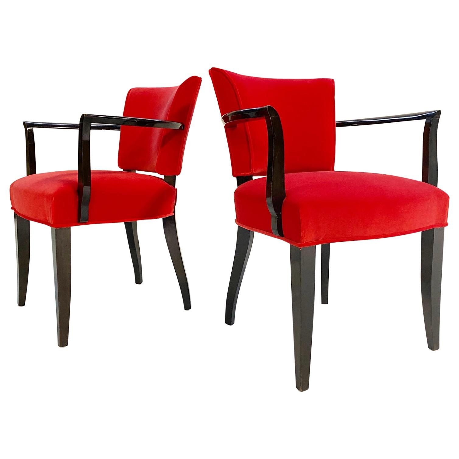 Eugene Printz Armchairs in Loro Piana Velvet, Pair