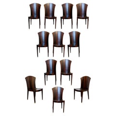 Eugene Printz attr. Set of 12 French Coromandel Wood Dining Chairs 1920s