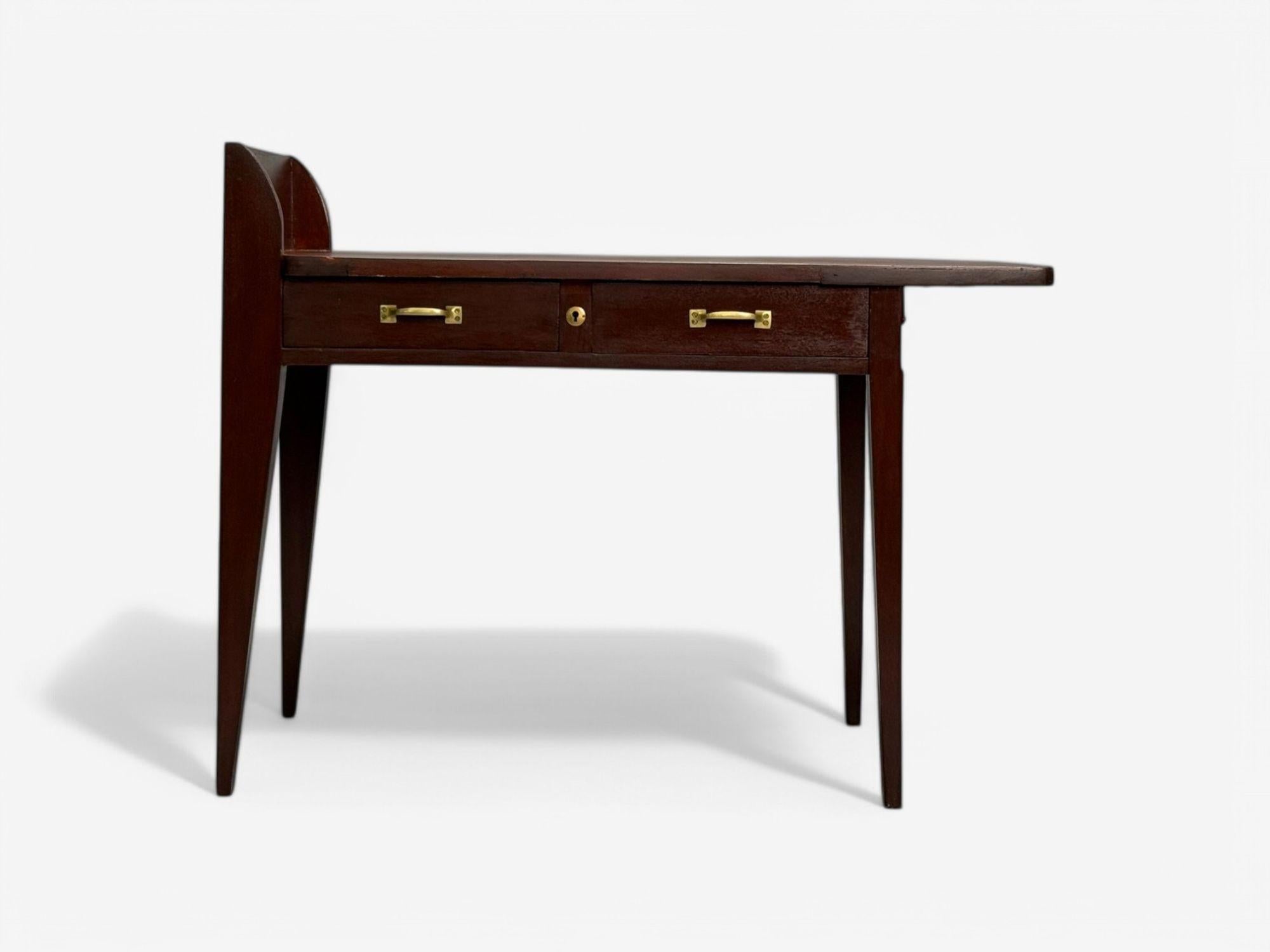 Eugene Printz, Französischer Art Deco, Mahagoni, seltener asymmetrischer Schreibtisch, Frankreich, um 1925 im Angebot 1