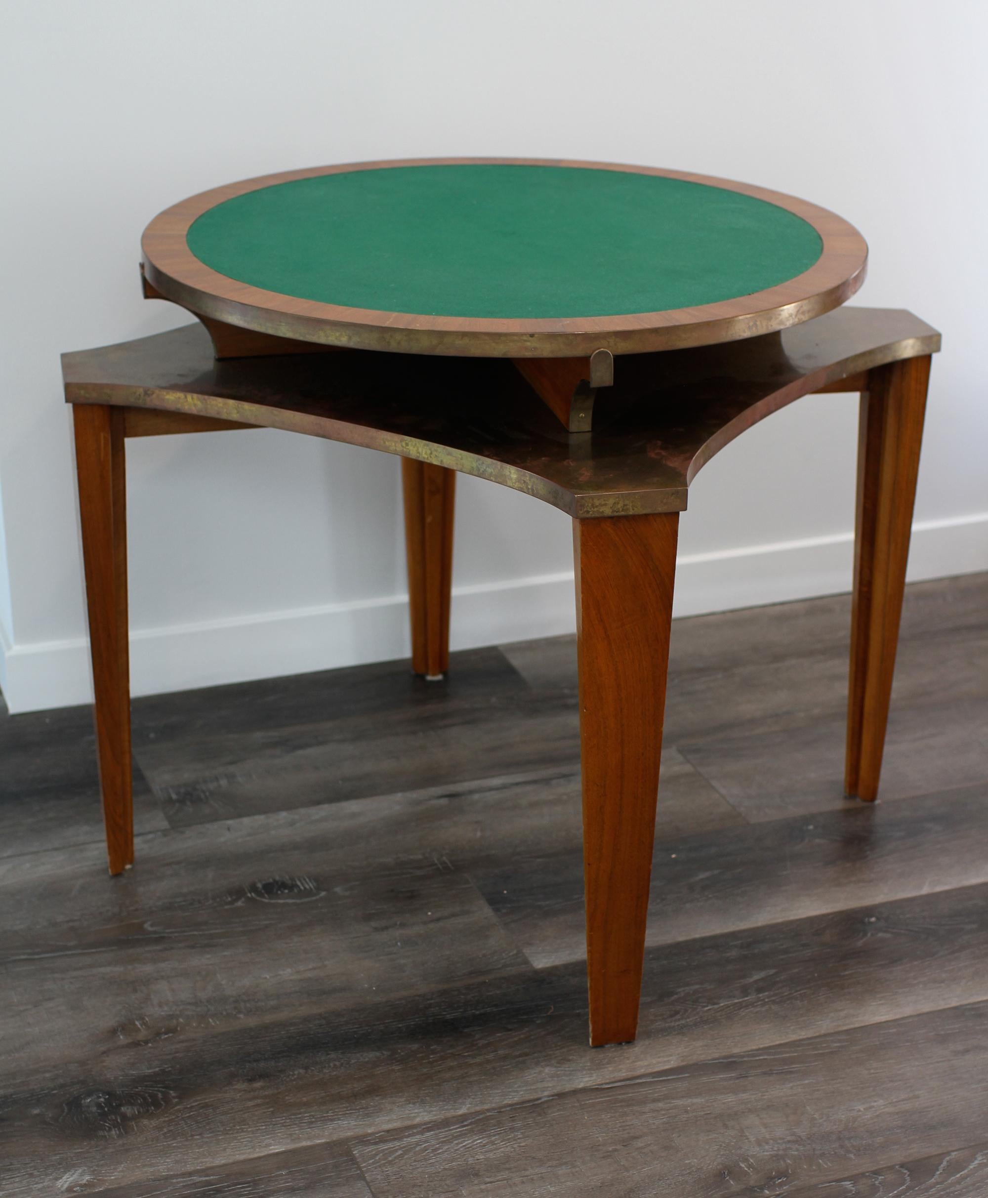 French Eugene PRINTZ - Rare game table with a oxidized brass top.