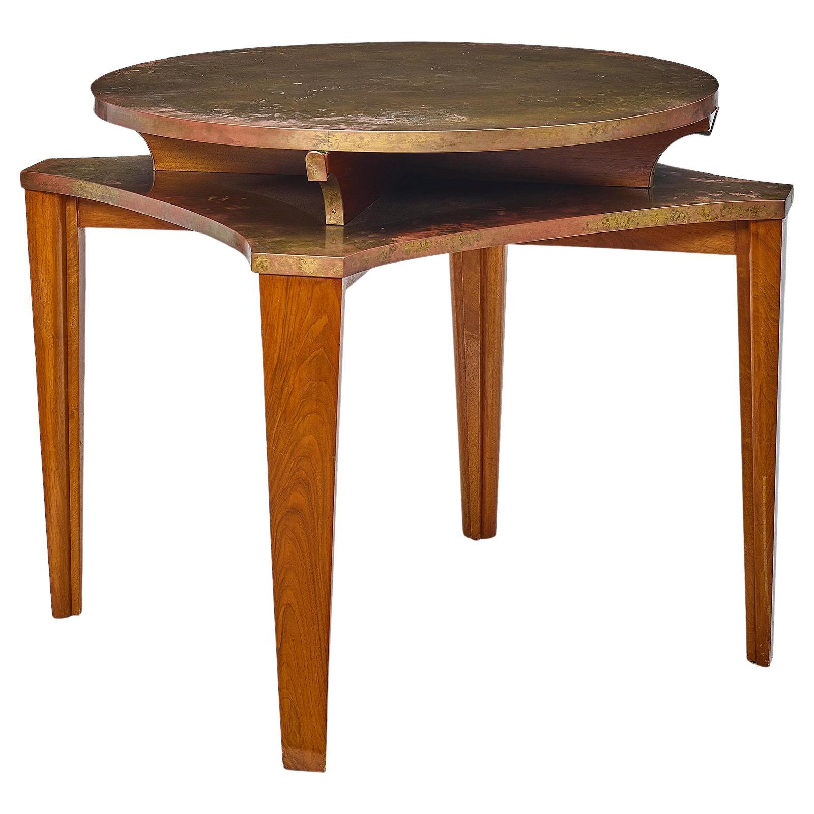Eugene PRINTZ - Seltener Spieltisch mit oxidierter Messingplatte. im Angebot