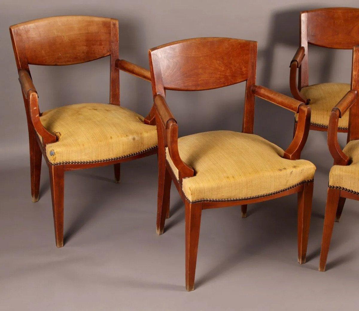Eugène Printz, Set di 4 poltrone a ponte Art Déco in legno di ciliegio Circa 1940
sede referenziata e autenticata da un esperto