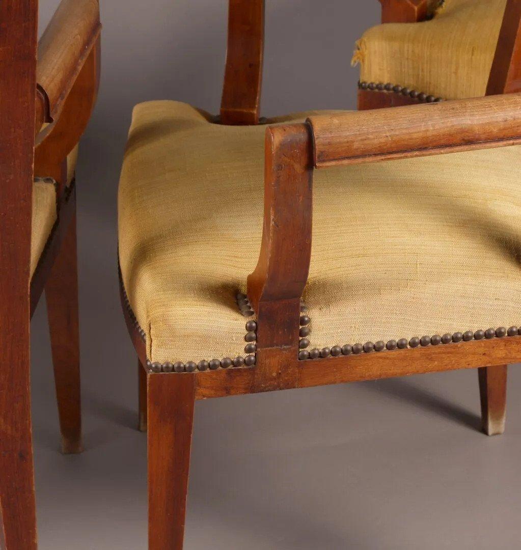 Eugène Printz, Set di 4 poltrone a ponte Art Déco in legno di ciliegio Circa 1940 in vendita 1