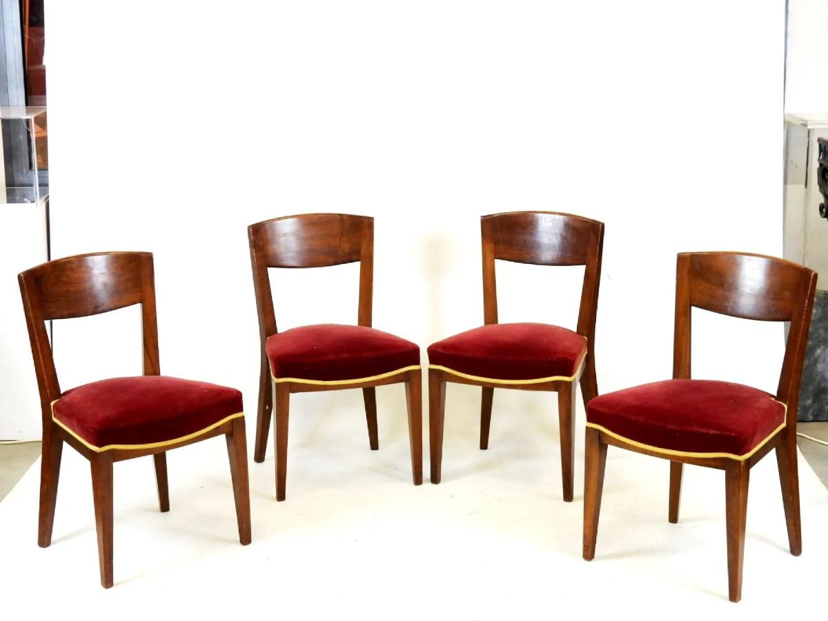 Eugène Printz, Set di 4 sedie Art Deco in ciliegio Circa 1940 in vendita 3
