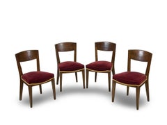 Eugène Printz, Satz von 4 Art Deco Kirschholzstühlen CIRCA 1940