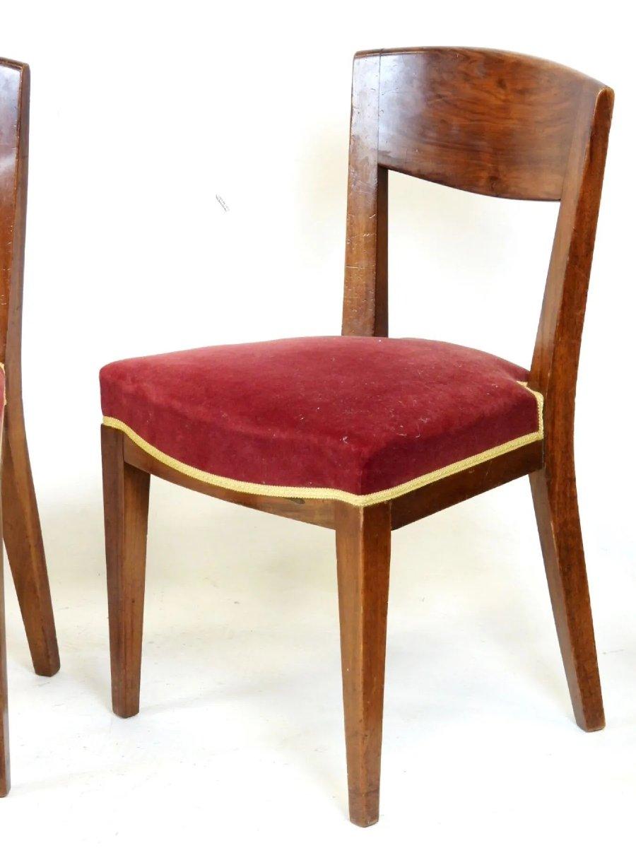 Europeo Eugène Printz, Set di 4 sedie Art Deco in ciliegio Circa 1940 in vendita