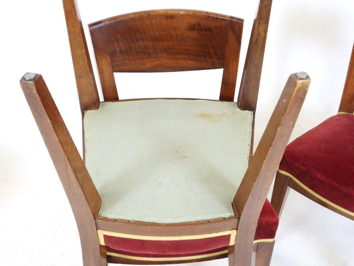 XX secolo Eugène Printz, Set di 4 sedie Art Deco in ciliegio Circa 1940 in vendita