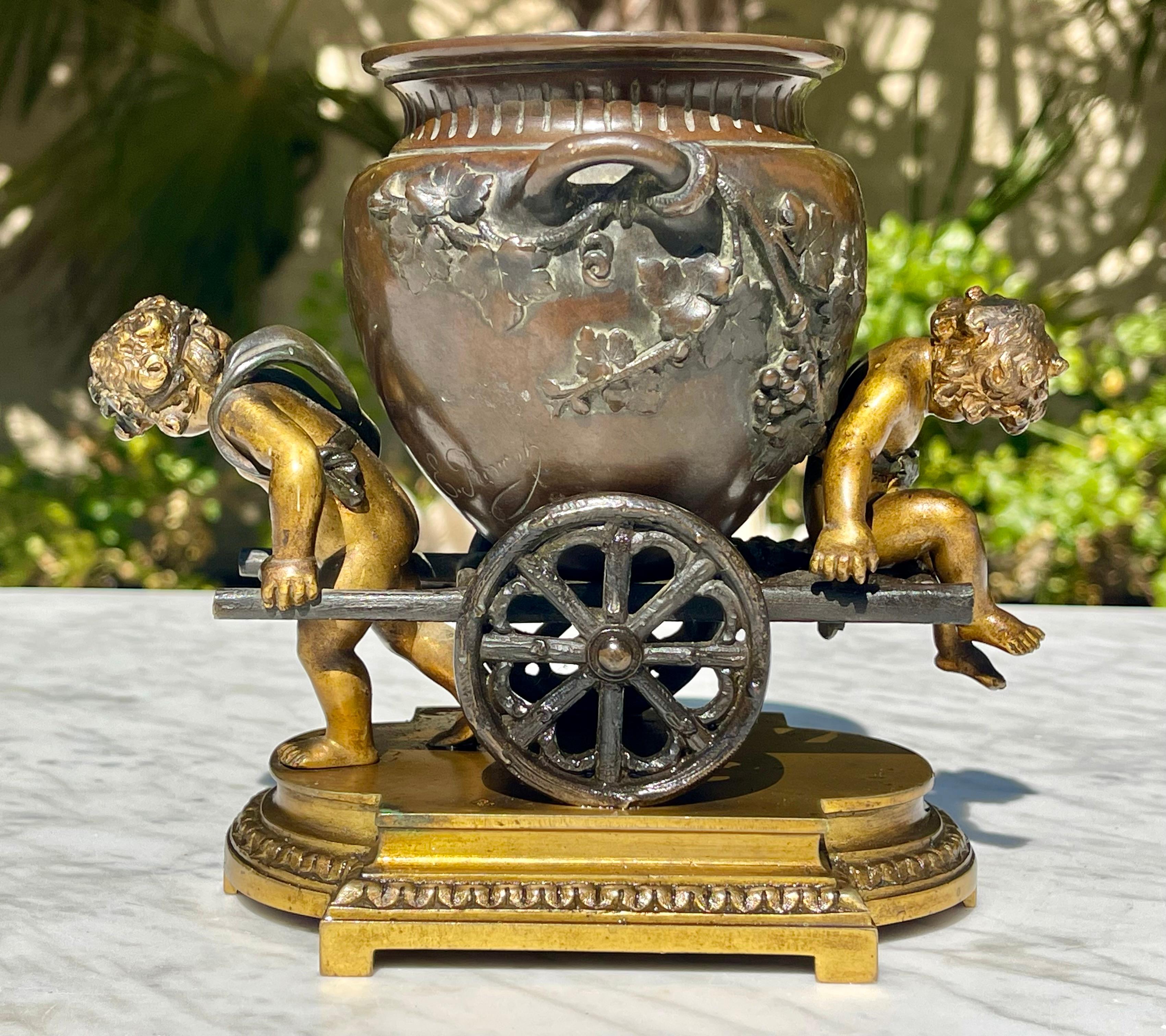 Gilded bronze and patinated bronze sculpture representing 