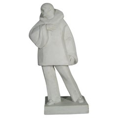 Eugène Riboulet Art Deco Statue of Clown Pagliaccio "Canio" in Porcelain - 1Y135