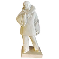 Eugene Riboulet Art Deco Weißes Clown „Paillasse“, Biskuit Proof