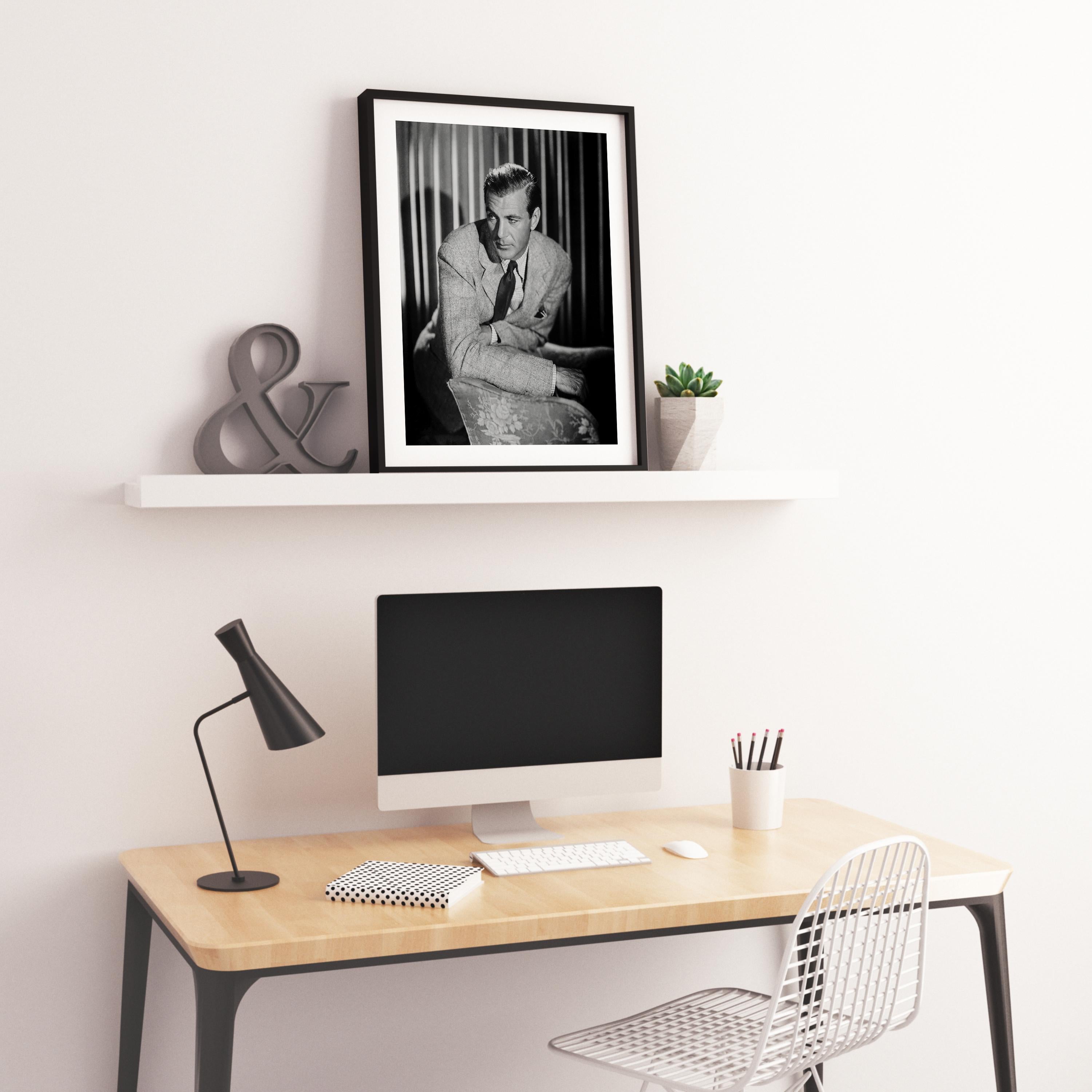 Gary Cooper: Classy in the Studio Fine Art Print - Black Black and White Photograph by Eugene Robert Richee