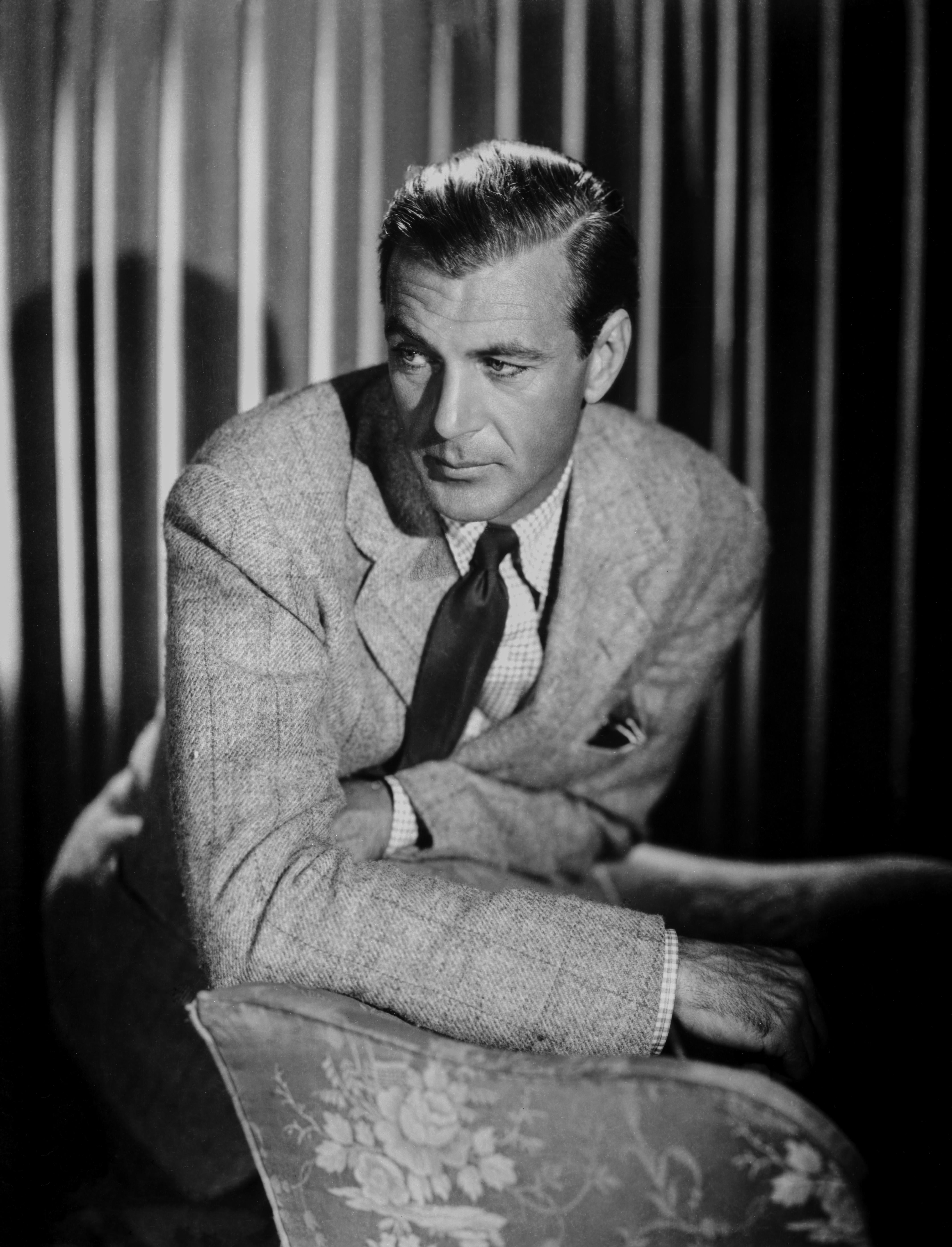 Eugene Robert Richee Black and White Photograph - Gary Cooper: Classy in the Studio Fine Art Print