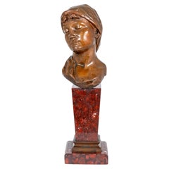 Eugene Rossi Patinated Bronze and Marble Bust