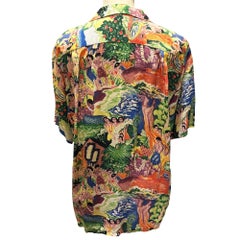 Eugene Savage Feast Hawaiian Mens Large Coconut Button Rayon Shirt by Kamehameha