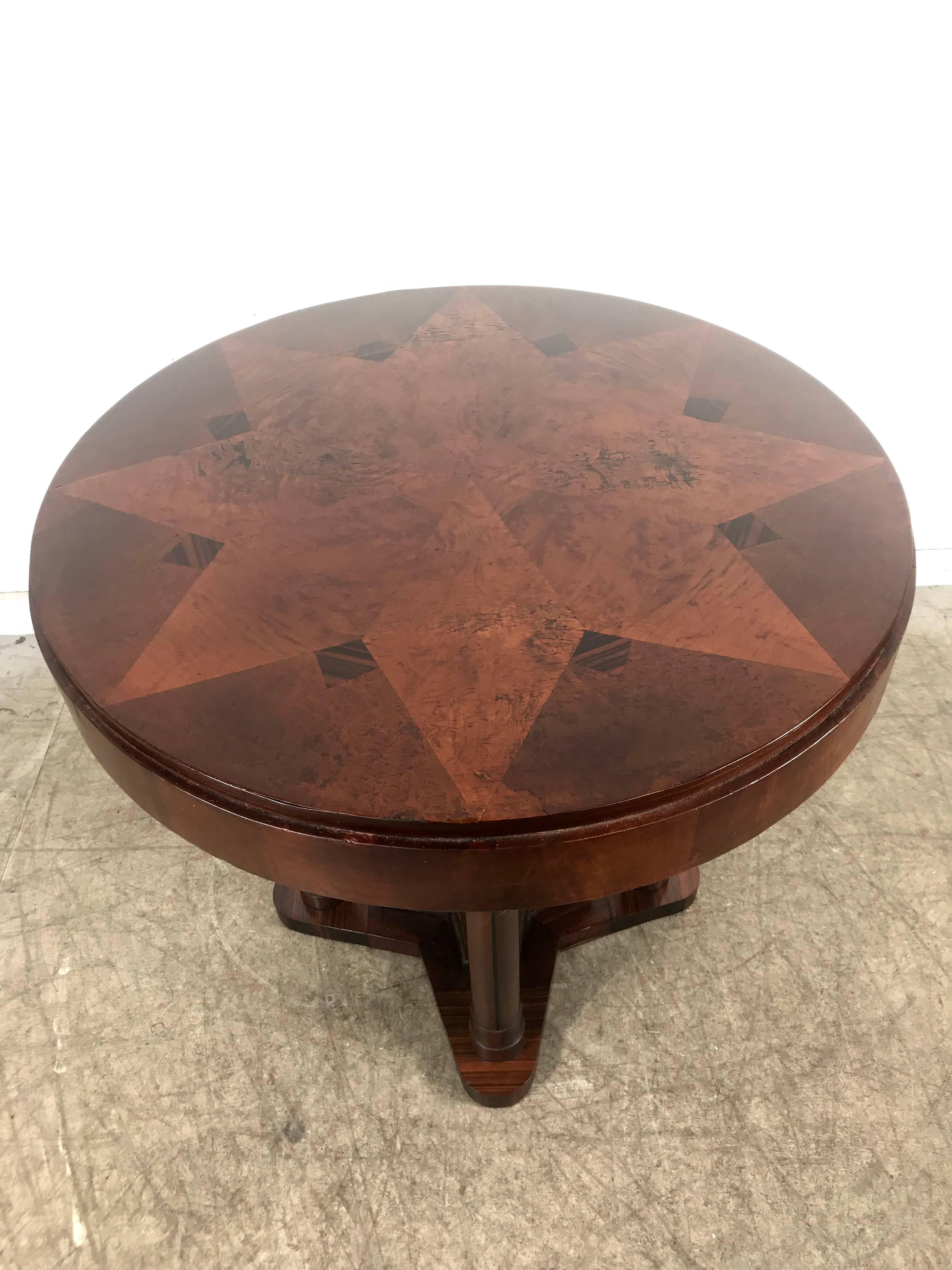 French Eugene Schoen Art Deco Inlay Rosewood Columned Centre Tables For Sale