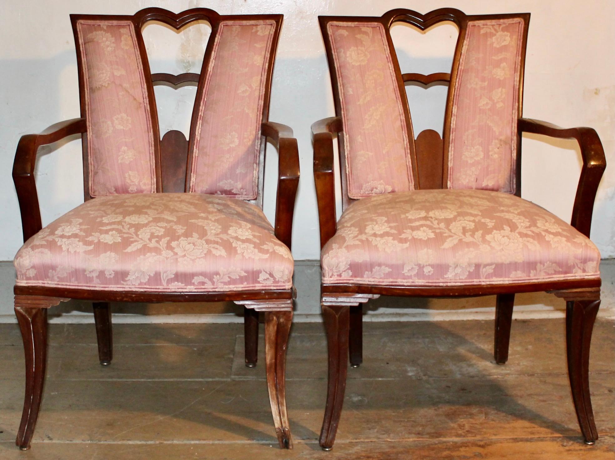 A pair of American Deco (Moderne) rosewood and mahogany armchairs in early (if not) original upholstery, designed by Eugene Schoen (1880-1957), and manufactured by Schieg Hungate and Kotzian, inc, 1924-1933. A settee from the set is illustrated in: